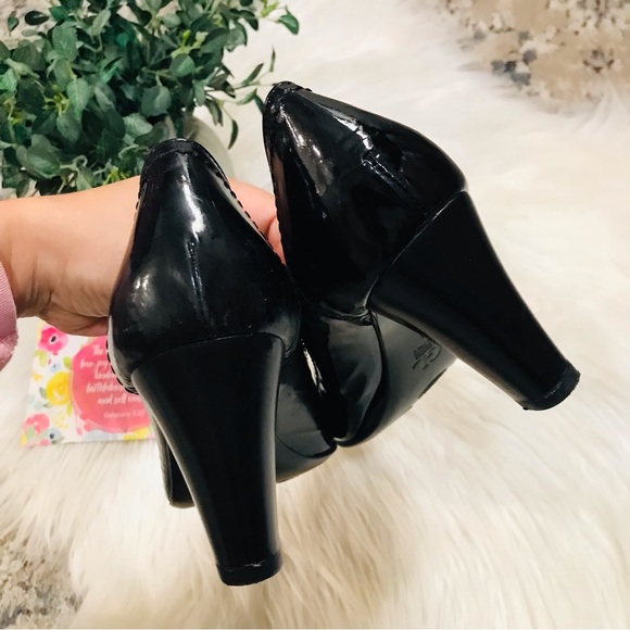AGL Black Patent Leather Round Toe Heels Sz 39.5 - Picture 11 of 12